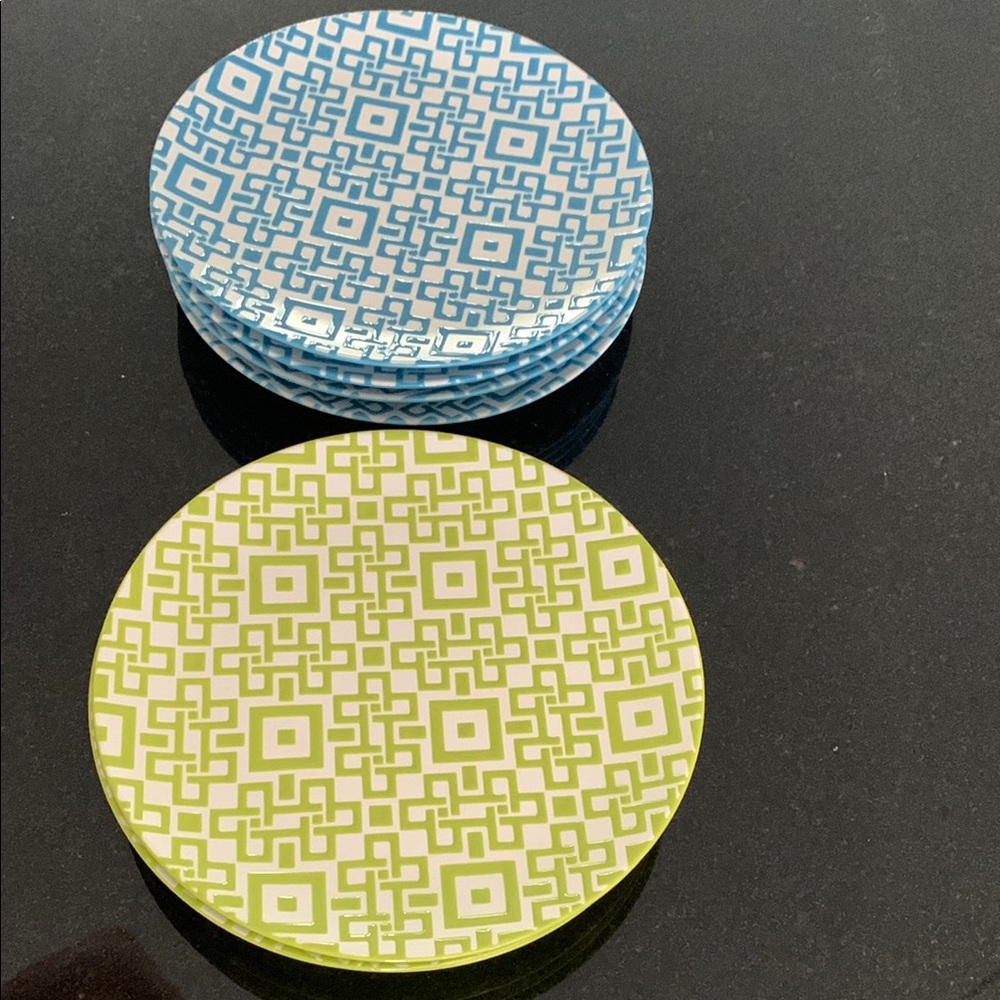 Crate&Barrel Blue and Green Salad Plates by Kate Spain